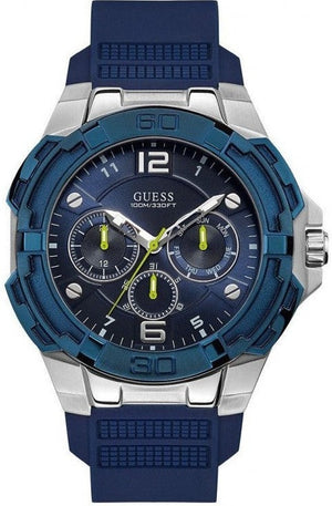 Guess Genesis Multi Function Analog Blue Dial Blue Rubber Strap Watch For Men - W1254G1 Authentic Buy Shop Now