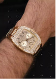 Guess Phoenix Multifunction Crystals Gold Dial Gold Steel Strap Watch For Men - GW0094G2 Authentic Buy Shop Now