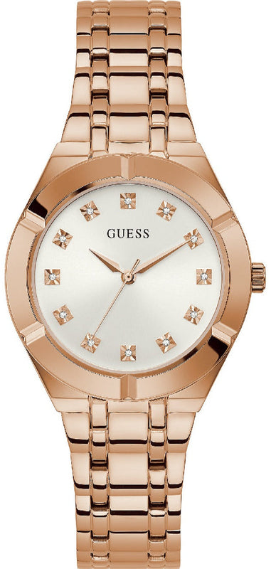 Guess Crystalline Diamonds Silver Dial Rose Gold Steel Strap Watch for Women - GW0114L3 Authentic Buy Shop Now