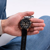Guess Edge Chronograph Black Dial Black Leather Strap Watch For Men - GW0492G1 Authentic Buy Shop Now