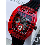 Guess Phoenix Multifunction Analog Red Dial Black Silicone Strap Watch For Men - GW0499G4 Authentic Buy Shop Now