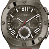Guess Headline Multifunction Grey Dial Burgundy Silicone Strap Watch For Men - GW0571G4 Authentic Buy Shop Now