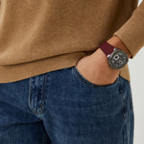 Guess Headline Multifunction Grey Dial Burgundy Silicone Strap Watch For Men - GW0571G4 Authentic Buy Shop Now