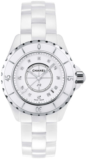 Chanel J12 Diamonds Ceramic White Dial White Steel Strap Watch for Women - J12 H1628 Authentic Buy Shop Now