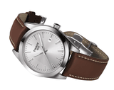 Tissot Gentleman Silver Dial Brown Leather Strap Watch For Men - T127.410.16.031.00 Authentic Buy Shop Now