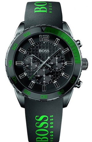 Hugo Boss Aeroliner Chronograph Black Dial Green Rubber Strap Watch For Men - HB1512847 Authentic Buy Shop Now