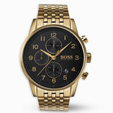 Hugo Boss Navigator Black Dial Gold Steel Strap Watch for Men - 1513531 Authentic Buy Shop Now