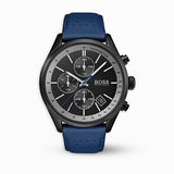 Hugo Boss Grand Prix Chronograph Black Dial Blue Leather Strap Watch for Men - 1513563 Authentic Buy Shop Now