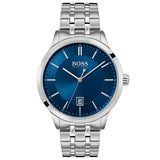 Hugo Boss Officer Chronograph Blue Dial Silver Steel Strap Watch for Men - 1513615 Authentic Buy Shop Now