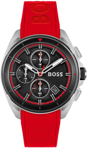 Hugo Boss Volane Black Dial Red Rubber Strap Watch for Men - 1513959 Authentic Buy Shop Now