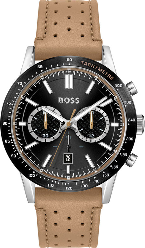 Hugo Boss Allure Black Dial Brown Leather Strap Watch for Men - 1513964 Authentic Buy Shop Now