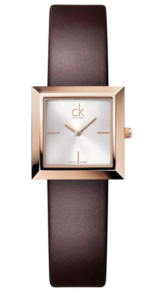 Calvin Klein Mark White Dial Brown Leather Strap Watch for Women - K3R236G6 Authentic Buy Shop Now