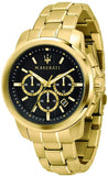 Maserati Successo 44mm Black Dial Gold Stainless Steel Strap Watch For Men - R8873621013 Authentic Buy Shop Now