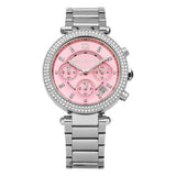 Michael Kors Parker Chronograph Pink Dial Silver Steel Strap Watch For Women - MK6105 Authentic Buy Shop Now