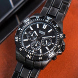 Fossil Garrett Chronograph Black Dial Black Steel Strap Watch for Men - FS5773 Authentic Buy Shop Now