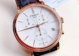 Tissot Carson Premium Chronograph White Dial Brown Leather Strap Watch For Men - T122.417.36.011.00 Authentic Buy Shop Now