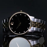 Movado Museum Classic Diamonds Black Dial Two Tone Steel Strap Watch for Men - 0607202 Authentic Buy Shop Now