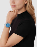 Michael Kors Runway Stop Hunger Blue Dial Silver Steel Strap Watch for Women - MK7427 Authentic Buy Shop Now
