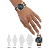 Daniel Wellington Iconic Chronograph Blue Dial Brown Leather Strap Watch For Men - DW00100639 Authentic Buy Shop Now