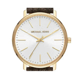 Michael Kors Pyper Quartz Silver Dial Brown Leather Strap Watch For Women - MK2857 Authentic Buy Shop Now