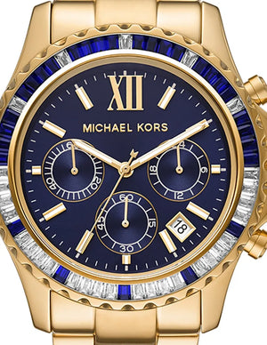 Michael Kors Everest Chronograph Blue Dial Gold Steel Strap Watch For Women - MK6971 Authentic Buy Shop Now