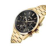 Hugo Boss Champion Black Dial Gold Steel Strap Watch for Men - 1513848 Authentic Buy Shop Now
