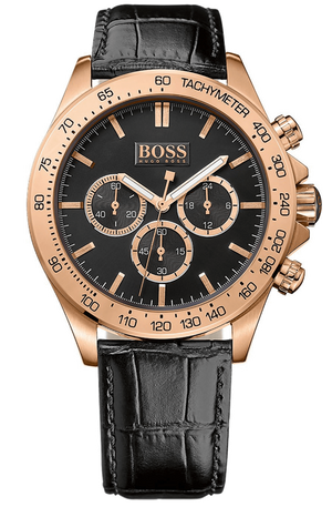 Hugo Boss Ikon Black Dial Black Leather Strap Watch for Men - 1513179 Authentic Buy Shop Now