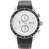 Hugo Boss Rafale Chronograph Quartz Silver Dial Black Leather Strap Watch For Men - 1513403 Authentic Buy Shop Now