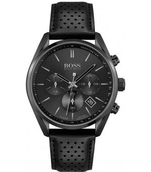Hugo Boss Champion Black Dial Black Leather Strap Watch for Men - 1513880 Authentic Buy Shop Now