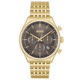 Hugo Boss Gregor Chronograph Grey Dial Gold Steel Strap Watch For Men - 1514051 Authentic Buy Shop Now