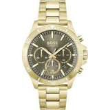 Hugo Boss Allure Chronograph Green Dial Gold Steel Strap Watch for Men - 1513923 Authentic Buy Shop Now