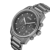 Hugo Boss Trace Chronograph Grey Dial Grey Steel Strap Watch For Men - 1514005 Authentic Buy Shop Now