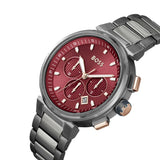 Hugo Boss One Chronograph Red Dial Grey Steel Strap Watch For Men - 1514000 Authentic Buy Shop Now