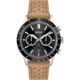 Hugo Boss Allure Black Dial Brown Leather Strap Watch for Men - 1513964 Authentic Buy Shop Now