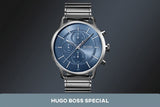 Hugo Boss Architectural Blue Dial Grey Steel Strap Watch for Men - 1513574 Authentic Buy Shop Now