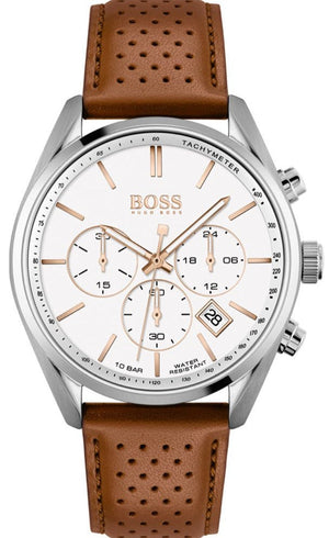 Hugo Boss Champion White Dial Brown Leather Strap Watch for Men - 1513879 Authentic Buy Shop Now