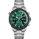 Hugo Boss Globetrotter Green Dial Silver Steel Strap Watch for Men - 1513930 Authentic Buy Shop Now