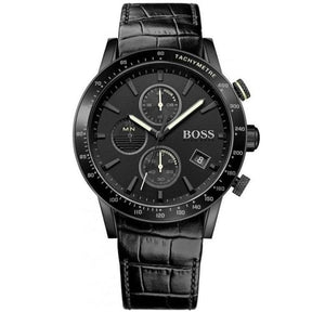 Hugo Boss Rafale Chronograph Black Dial Black Leather Strap Watch For Men - 1513389 Authentic Buy Shop Now