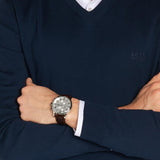 Hugo Boss Aeroliner Chronoraph White Dial Brown Leather Strap Watch For Men - HB1512447 Authentic Buy Shop Now