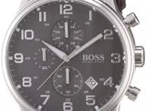 Hugo Boss Aeroliner Chronograph Quartz Grey Dial Brown Leather Strap Watch For Men - HB1512570 Authentic Buy Shop Now