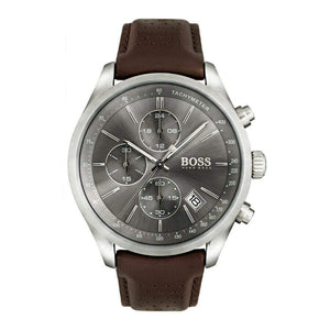 Hugo Boss Grand Prix Grey Dial Brown Leather Strap Watch for Men - 1513476 Authentic Buy Shop Now