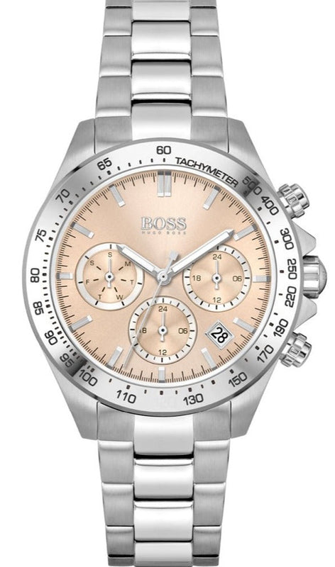 Hugo Boss Novia Pink Dial Silver Steel Strap Watch for Women - 1502615 Authentic Buy Shop Now