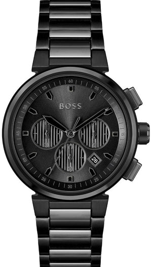 Hugo Boss One Chronograph Black Dial Black Steel Strap Watch For Men - 1514001 Authentic Buy Shop Now