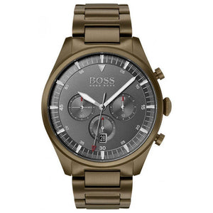 Hugo Boss Pioneer Quartz Gray Dial Brown Steel Strap Watch for Men - 1513715 Authentic Buy Shop Now