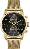 Hugo Boss Skymaster Black Dial Gold Mesh Bracelet Watch for Men - 1513838 Authentic Buy Shop Now