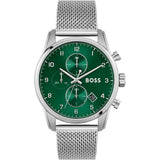 Hugo Boss Skymaster Green Dial Silver Mesh Bracelet Watch for Men - 1513938 Authentic Buy Shop Now