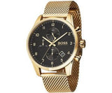 Hugo Boss Skymaster Black Dial Gold Mesh Bracelet Watch for Men - 1513838 Authentic Buy Shop Now