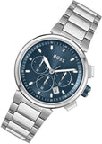 Hugo Boss One Chronograph Blue Dial Silver Steel Strap Watch For Men - 1513999 Authentic Buy Shop Now