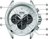 Hugo Boss Driver Chronograph Quartz Silver Dial Black Leather Strap Watch For Men - 1512880 Authentic Buy Shop Now