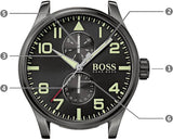 Hugo Boss Aeroliner Maxx Black Dial Brown Leather Strap Watch For Men - 1513079 Authentic Buy Shop Now
